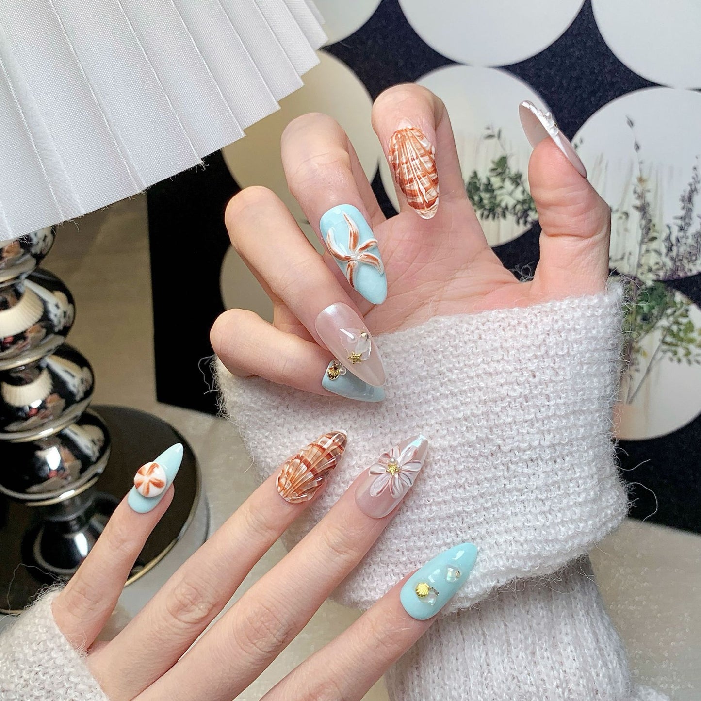 Seashell  Almond Press-On Nails