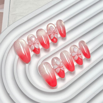 Crimson Cherry Almond Press-On Nails