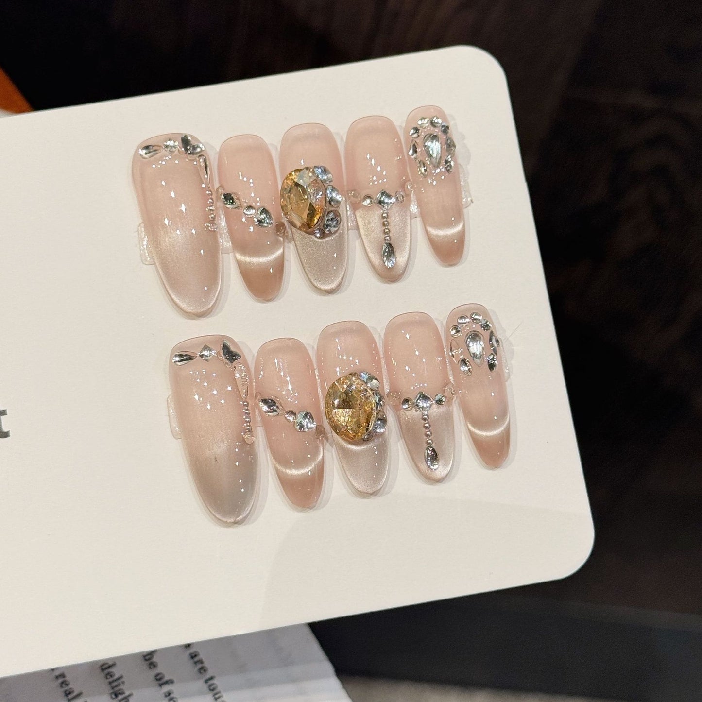 Pink Gem Oval Press-On Nails