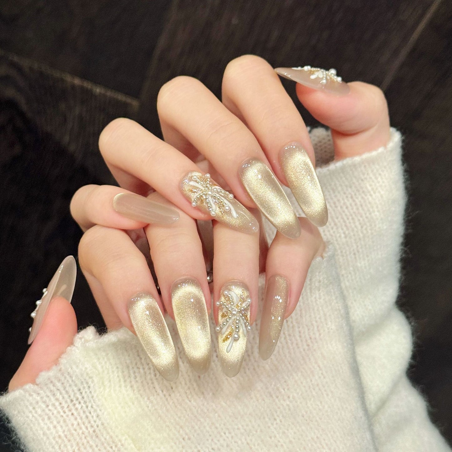 Champagne Gold Diamond Press-On Nails
