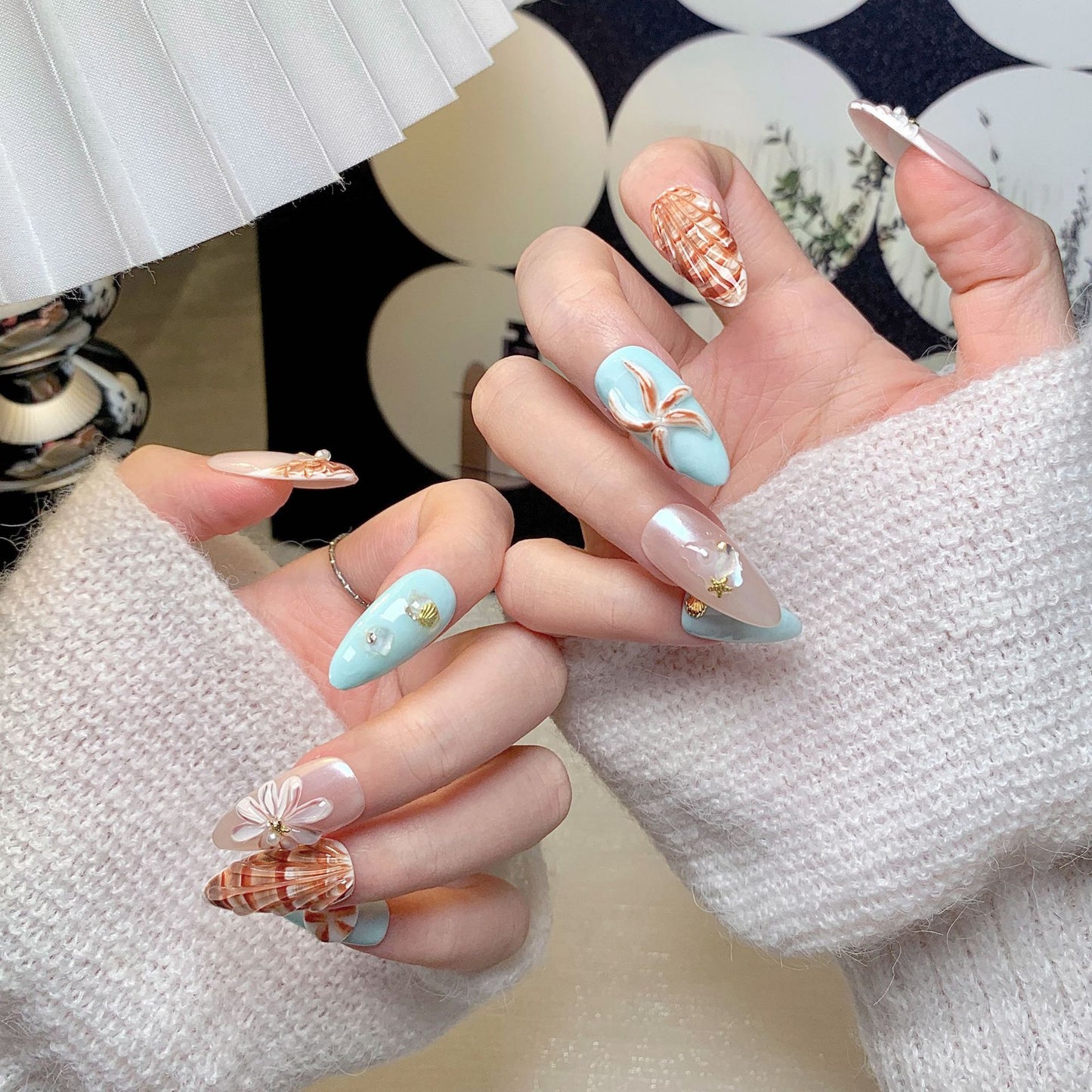 Seashell  Almond Press-On Nails