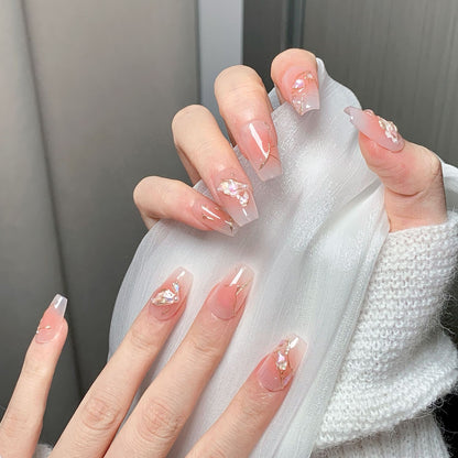 Peach Shell  Trapezoid Press-On Nails