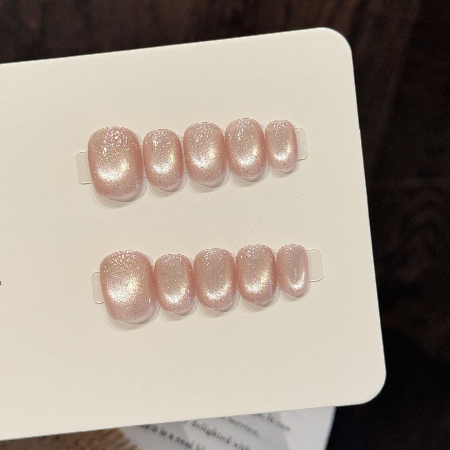 Pink Shimmer Short Square-Round Press-On Nails