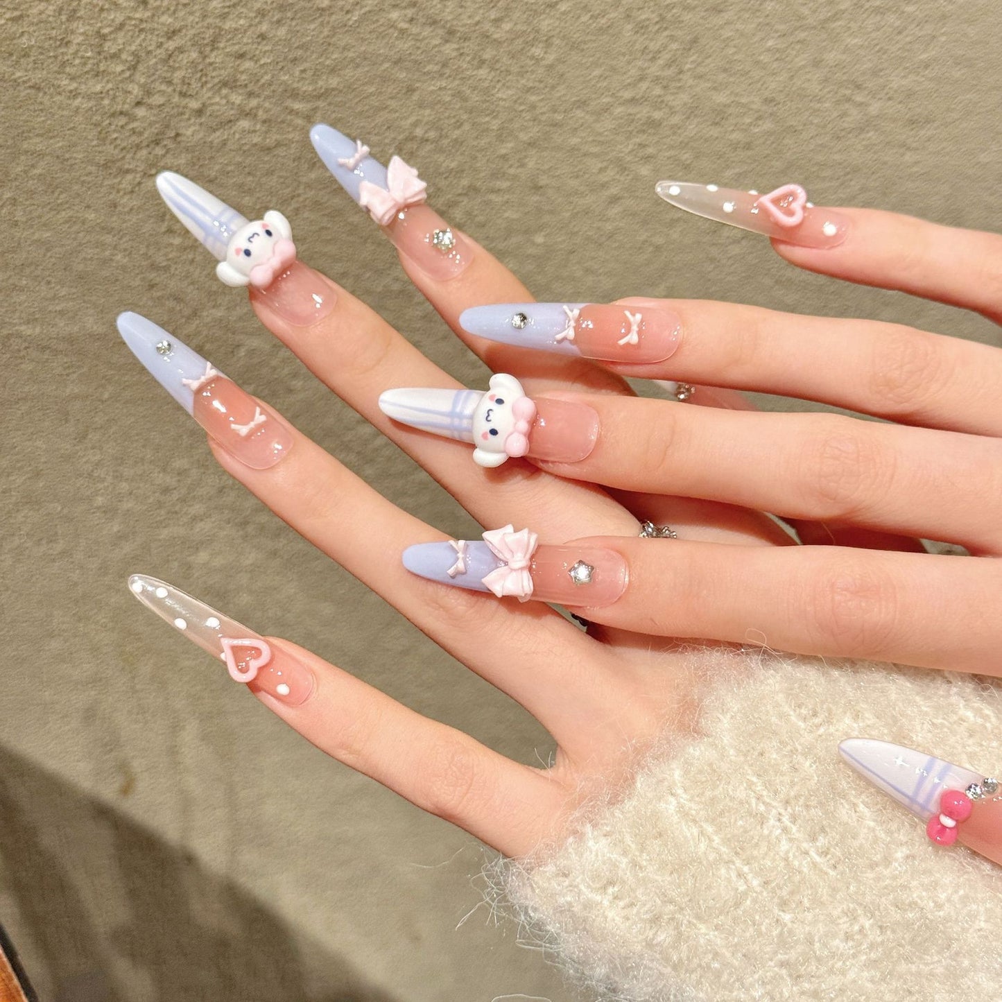 Cinnamoroll Bow Long Stiletto Press-On Nails