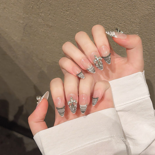 Textured Pearl Cross Handmade Press-On Nails（Fashion Galas）