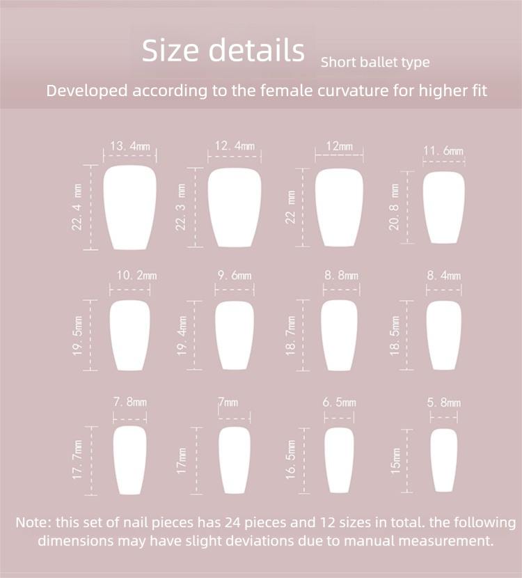 Nude Stardust Press-On Nails | Glitter French Frame | Short Ballerina