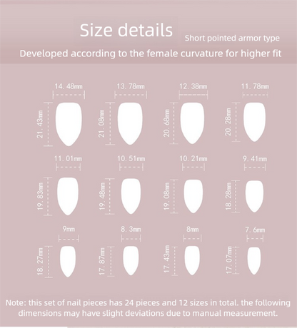Kawaii Red Knot Nails  Press-Ons | Blush Shimmer Stiletto