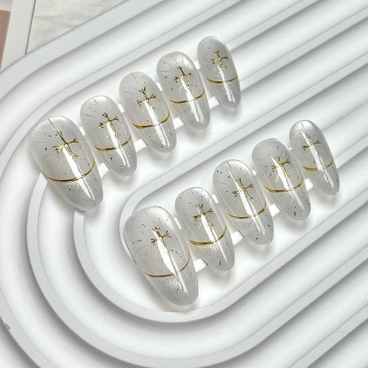 lear Glitter Gold Accent  Press-On Nails