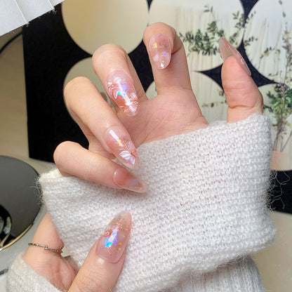 Pink-Orange Fairy Transparent Press-On Nails