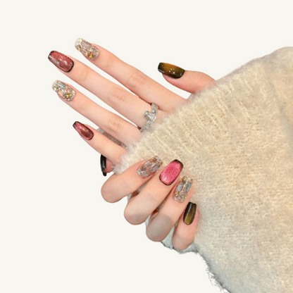 Magic Potion Press-On Nails | Handmade Cat Eye Crystal Shard