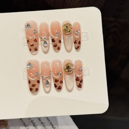 Peach Heart  Oval Press-On Nails