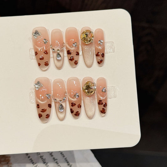 Peach Heart  Oval Press-On Nails