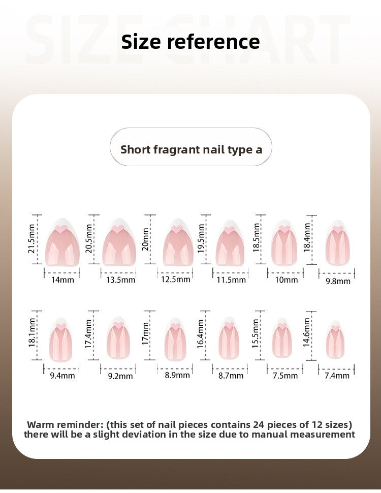 Simple Pink Heart Press-On Nails | White French Tip | Almond