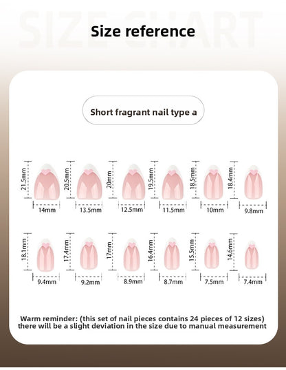 Simple Pink Heart Press-On Nails | White French Tip | Almond